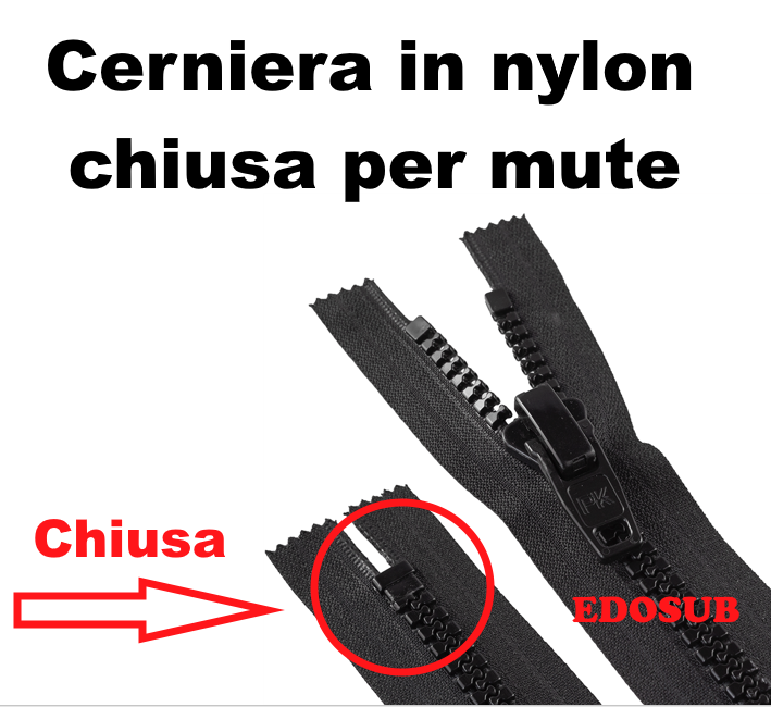 Cerniera chiusa per mute subacquee